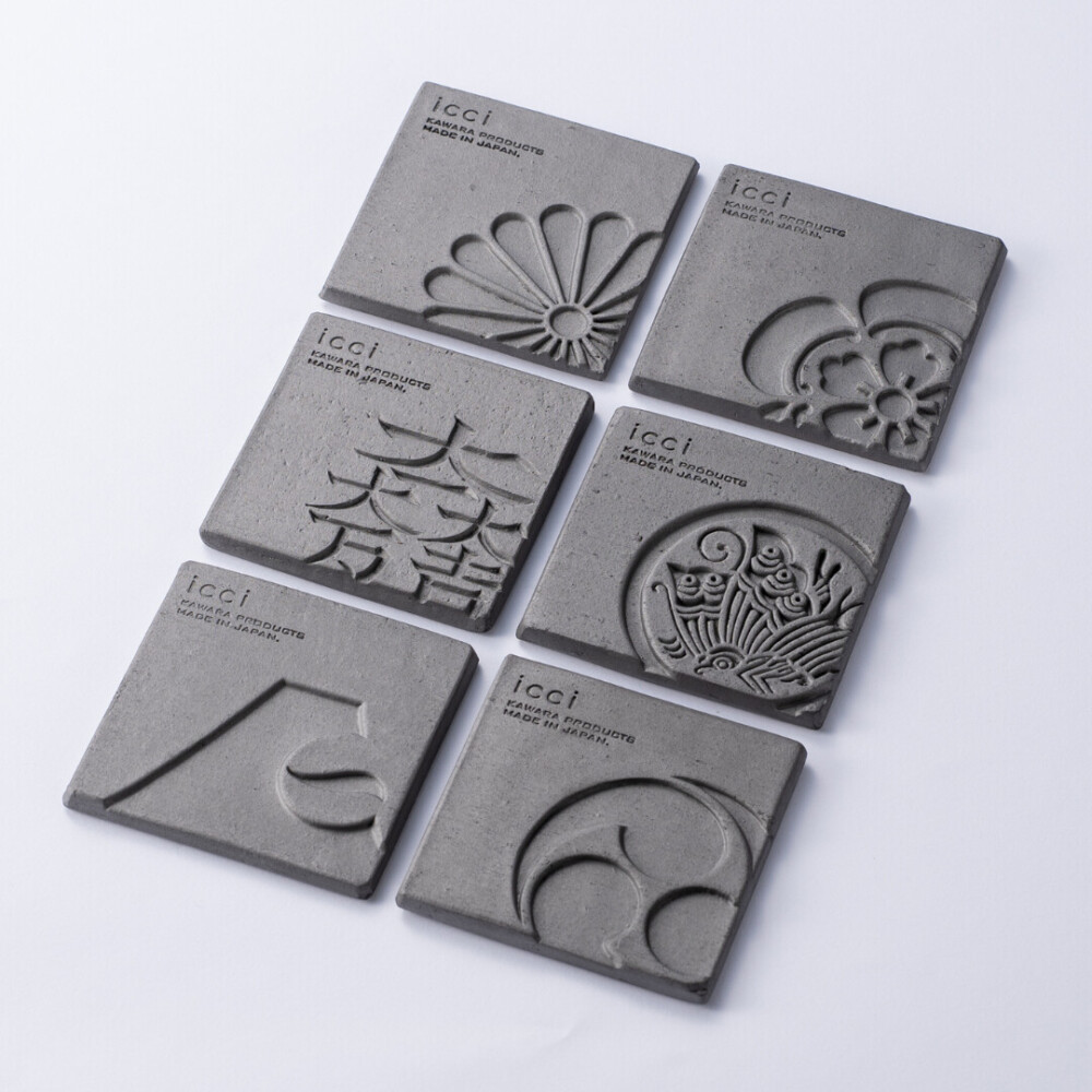 kawara coaster kamon / 瓦のコースター(家紋)2枚セット